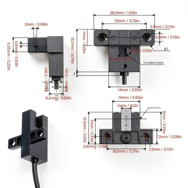 5Pcs Photoelectric Switch Sensor U Shaped Slot Type Photoelectric Optical Sensor Switch NPN Photoelectric Switch Control Switch DC5‑24V-3