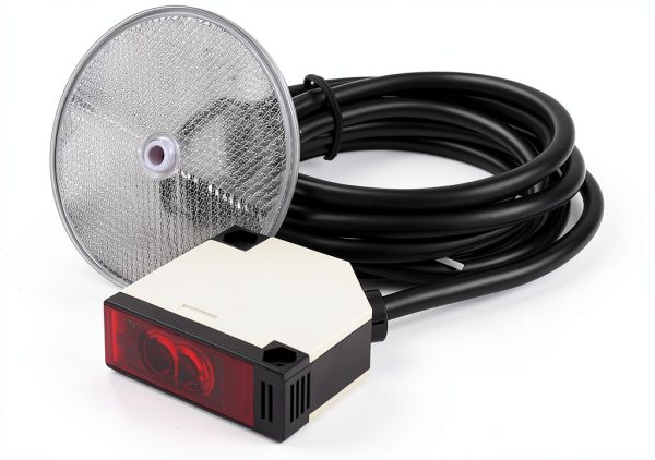 Mageway Indoor E3JK-R4M1 Retro-Reflective Photoelectric Beam Sensor 12-240VDC 24-240VAC Infrared Sensor Switch Proximity Switch 6FT Cable Induction 4M-0
