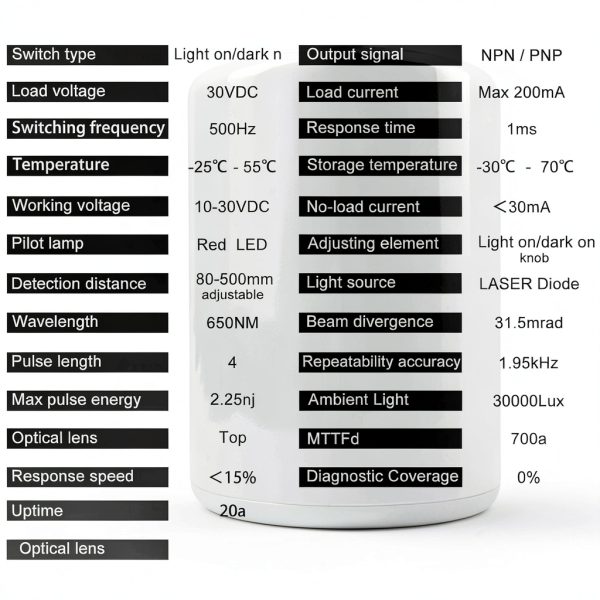Sensor Laser photoelectric Switch NPN NO + NC Input(10-30VDC), 4 Wires; Detection Distance 8-50cm; HG18-D50N3, 12V; 24V Normally Open and Normally Closed Photoelectric Beam Sensor (NPN, NO+NC)-4