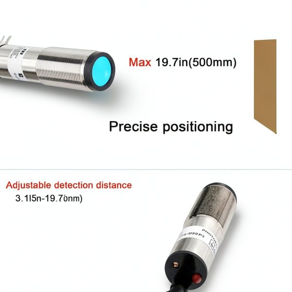 Sensor Laser photoelectric Switch NPN NO + NC Input(10-30VDC), 4 Wires; Detection Distance 8-50cm; HG18-D50N3, 12V; 24V Normally Open and Normally Closed Photoelectric Beam Sensor (NPN, NO+NC)-3