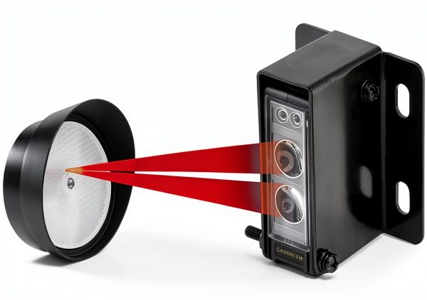 Seco-Larm E-936-S45RRGQ Retro Reflective Photoelectric Beam Sensor, 45ft (14m) Sensing Range, Weatherproof (IP66) Construction for Indoor/Outdoor use, Pre-Wired 6ft (1.8m) Cord-0